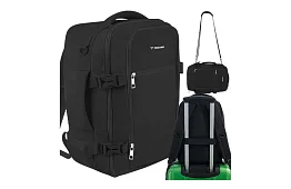 Utazási hátizsák 2 az 1-ben – kézipoggyász repülőgépre 40 × 20 × 25 cm – fekete