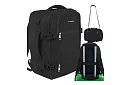 Utazási hátizsák 2 az 1-ben – kézipoggyász repülőgépre 40 × 20 × 25 cm – fekete