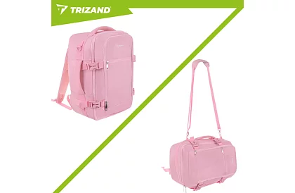 Utazási hátizsák 2 az 1-ben – kézipoggyász repülőgépre 40 × 20 × 25 cm – rózsaszín