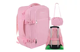 Utazási hátizsák 2 az 1-ben – kézipoggyász repülőgépre 40 × 20 × 25 cm – rózsaszín