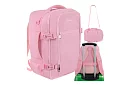 Utazási hátizsák 2 az 1-ben – kézipoggyász repülőgépre 40 × 20 × 25 cm – rózsaszín