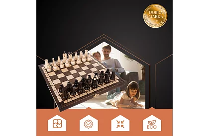 Fából készült sakk készlet – elegáns klasszikus bőröndben