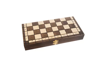 Fából készült sakk készlet – elegáns klasszikus bőröndben