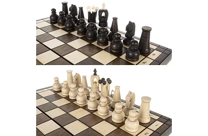 Fából készült sakk készlet – elegáns klasszikus bőröndben