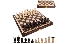 Fából készült sakk készlet – elegáns klasszikus bőröndben