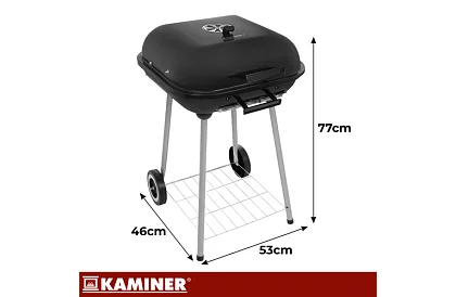 Kerti faszenes grill 53 x 77 x 46cm – hordozható kerekeken