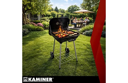 Kerti faszenes grill 53 x 77 x 46cm – hordozható kerekeken