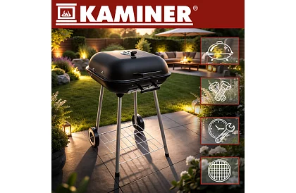 Kerti faszenes grill 53 x 77 x 46cm – hordozható kerekeken