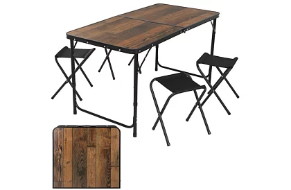 Összecsukható kempingasztal 120 × 60 cm + 4 szék