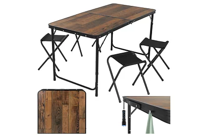 Összecsukható kempingasztal 120 × 60 cm + 4 szék