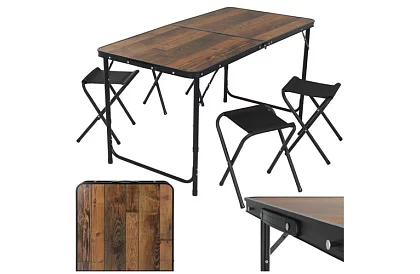 Összecsukható kempingasztal 120 × 60 cm + 4 szék