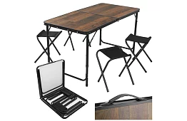 Összecsukható kempingasztal 120 × 60 cm + 4 szék