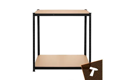 Raktári fekete polc – 5 polc, 220 × 100 × 45 cm