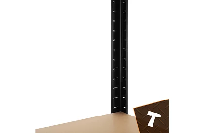 Raktári fekete polc – 5 polc, 220 × 100 × 45 cm