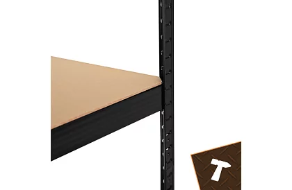 Raktári fekete polc – 5 polc, 220 × 100 × 45 cm