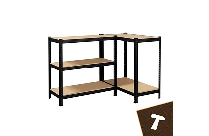 Raktári fekete polc – 5 polc, 220 × 100 × 45 cm