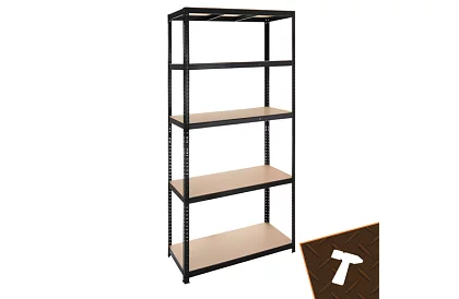 Raktári fekete polc – 5 polc, 220 × 100 × 45 cm