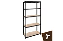 Raktári fekete polc – 5 polc, 220 × 100 × 45 cm