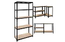 Raktári fekete polc – 5 polc, 220 × 100 × 45 cm