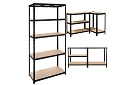 Raktári fekete polc – 5 polc, 220 × 100 × 45 cm