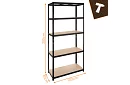 Raktári fekete polc – 5 polc, 220 × 100 × 45 cm