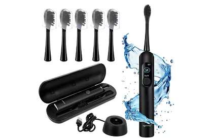 Szonikus elektromos fogkefe X800 - fekete – 90 000 ford./perc + 6 fejet