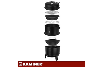 Kerti grill füstölővel faszenes - 2 rács, 8 horog