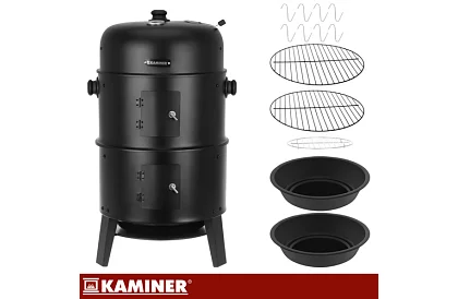 Kerti grill füstölővel faszenes - 2 rács, 8 horog