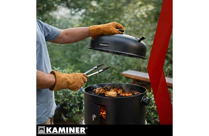 Kerti grill füstölővel faszenes - 2 rács, 8 horog