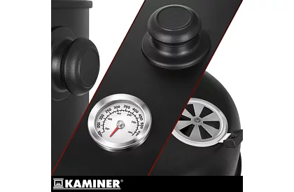 Kerti grill füstölővel faszenes - 2 rács, 8 horog