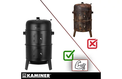 Kerti grill füstölővel faszenes - 2 rács, 8 horog