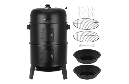 Kerti grill füstölővel faszenes - 2 rács, 8 horog