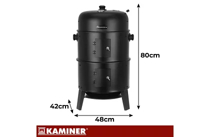 Kerti grill füstölővel faszenes - 2 rács, 8 horog