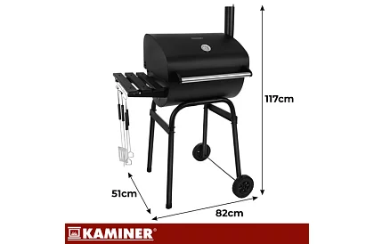 Kerti grill hőmérővel faszénhez + tartozékok