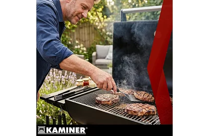 Kerti grill hőmérővel faszénhez + tartozékok