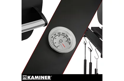 Kerti grill hőmérővel faszénhez + tartozékok