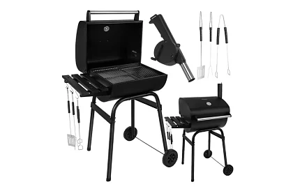 Kerti grill hőmérővel faszénhez + tartozékok