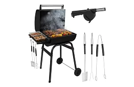 Kerti grill hőmérővel faszénhez + tartozékok