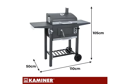 Kerti grill öntöttvas rácsos, fedéllel - faszénhez