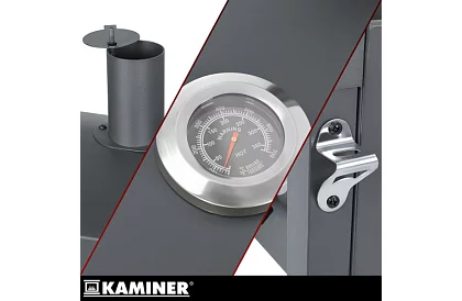 Kerti grill öntöttvas rácsos, fedéllel - faszénhez