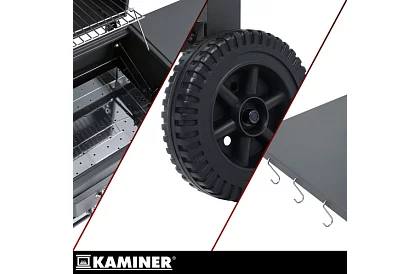 Kerti grill öntöttvas rácsos, fedéllel - faszénhez