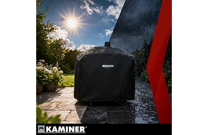 Kerti grill öntöttvas rácsos, fedéllel - faszénhez