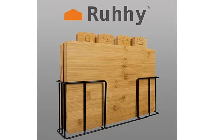 4 darab bambusz vágó- és tálalódeszka + állvány