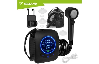 Kemping zuhany LCD-vel és 8000 mAh-os pumpával – újratölthető