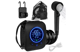 Kemping zuhany LCD-vel és 8000 mAh-os pumpával – újratölthető