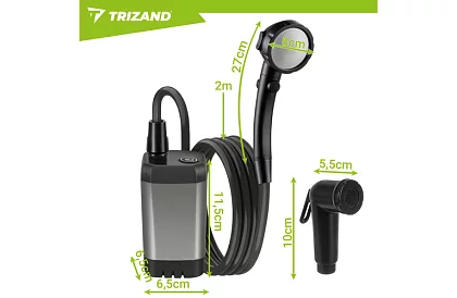 Kemping zuhany LCD-vel és 6000 mAh pumpával – újratölthető