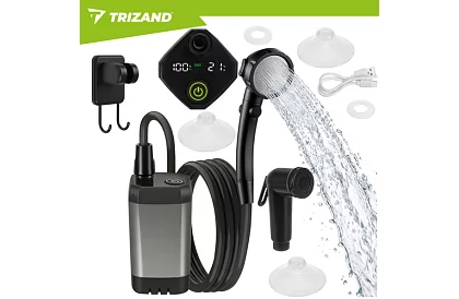 Kemping zuhany LCD-vel és 6000 mAh pumpával – újratölthető