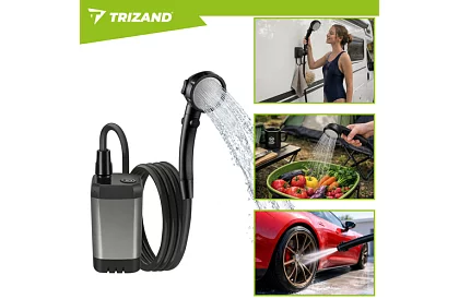 Kemping zuhany LCD-vel és 6000 mAh pumpával – újratölthető