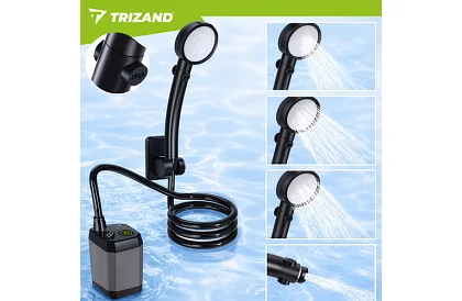 Kemping zuhany LCD-vel és 6000 mAh pumpával – újratölthető