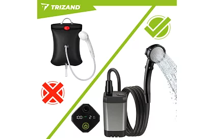 Kemping zuhany LCD-vel és 6000 mAh pumpával – újratölthető